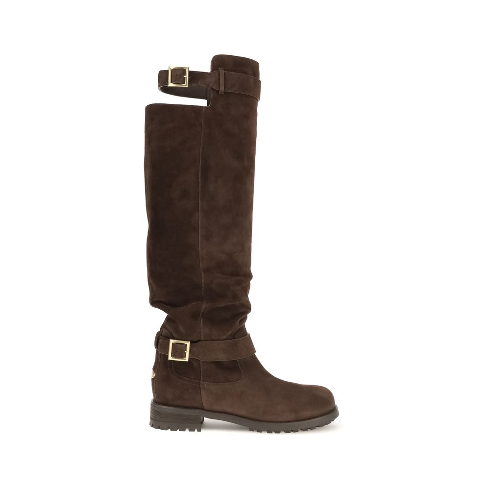 Jimmy Choo Brown Calf Leather Bos Taurus Over The Knee